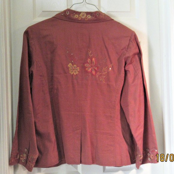 Coldwater Creek  Embroidered Jacket w/ Flowers & Leaves Sz 1X - Picture 3 of 4